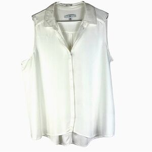 Fever sleeveless collared button down high/low tunic Sz XL